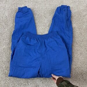 Vintage Active Wear Track Pants Mens Small Blue Woven Elastic Pockets Joggers
